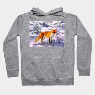 Fox in Winter Watercolor Hoodie